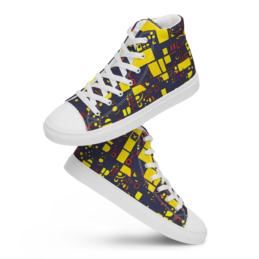Indigo Voltage on Women's High Top Canvas Shoes — Front