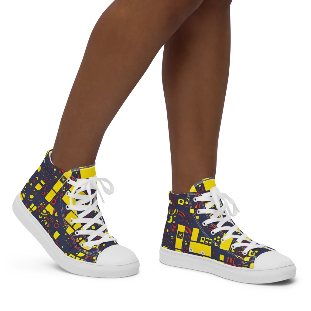 Indigo Voltage on Women's High Top Canvas Shoes — Right