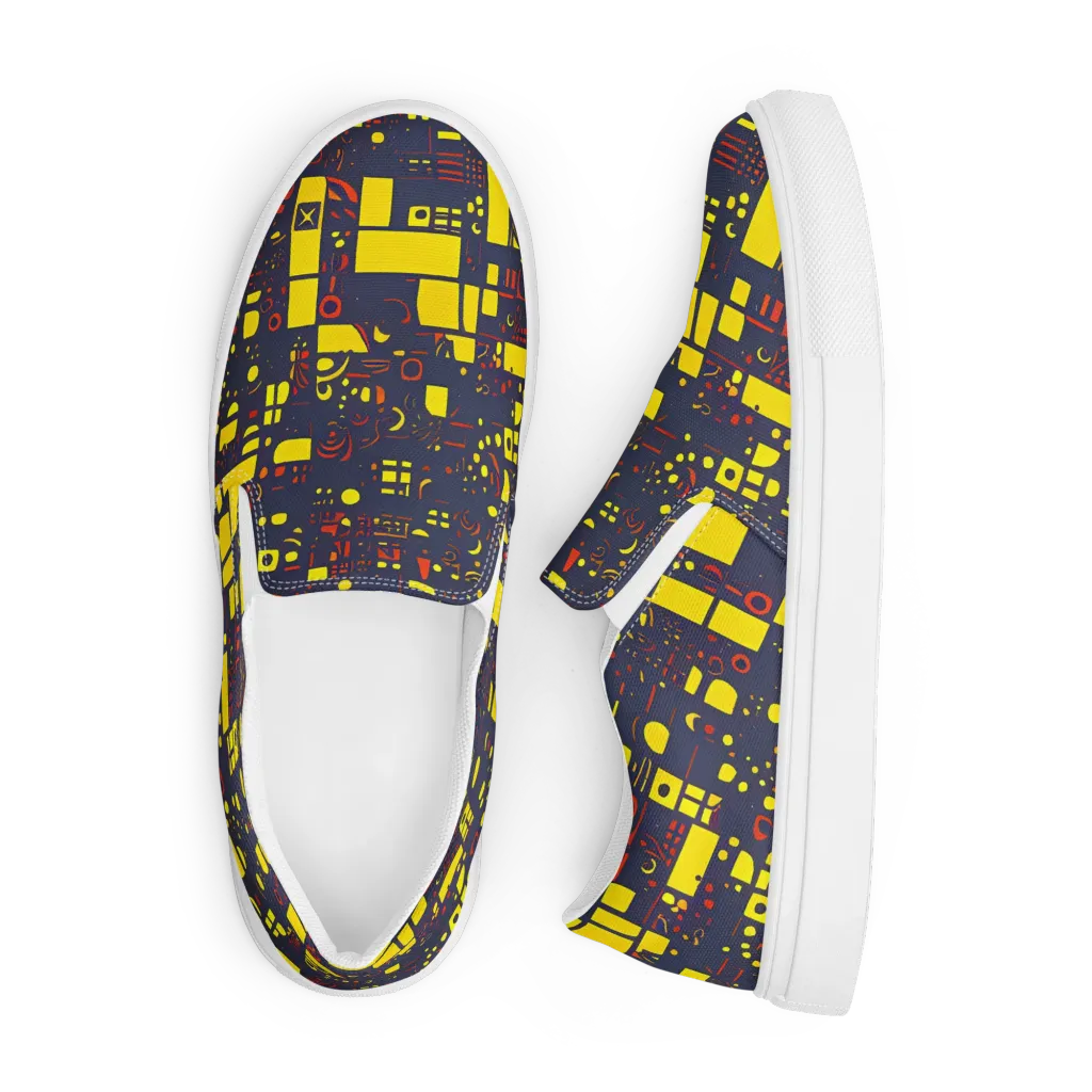 Indigo Voltage on Men's Slip-On Canvas Shoes — Front