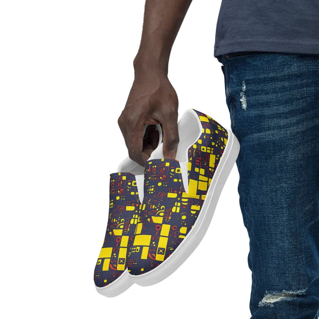 Indigo Voltage on Men's Slip-On Canvas Shoes — Left Front