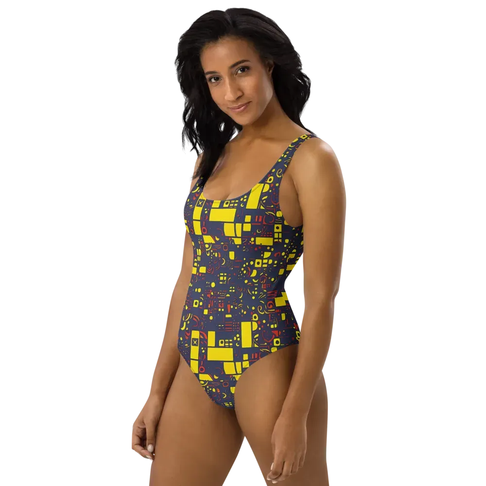 Indigo Voltage on One-Piece Swimsuit — Left