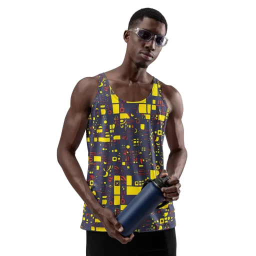 Indigo Voltage on a Men's Tank Top