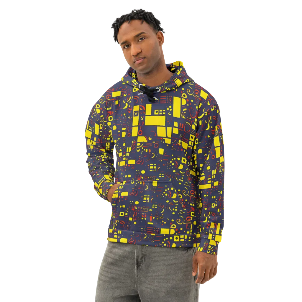 Indigo Voltage on Cotton Hoodie — Left Front