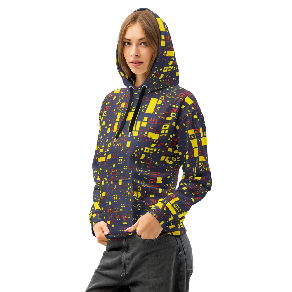 Indigo Voltage on Cotton Hoodie — Left Front
