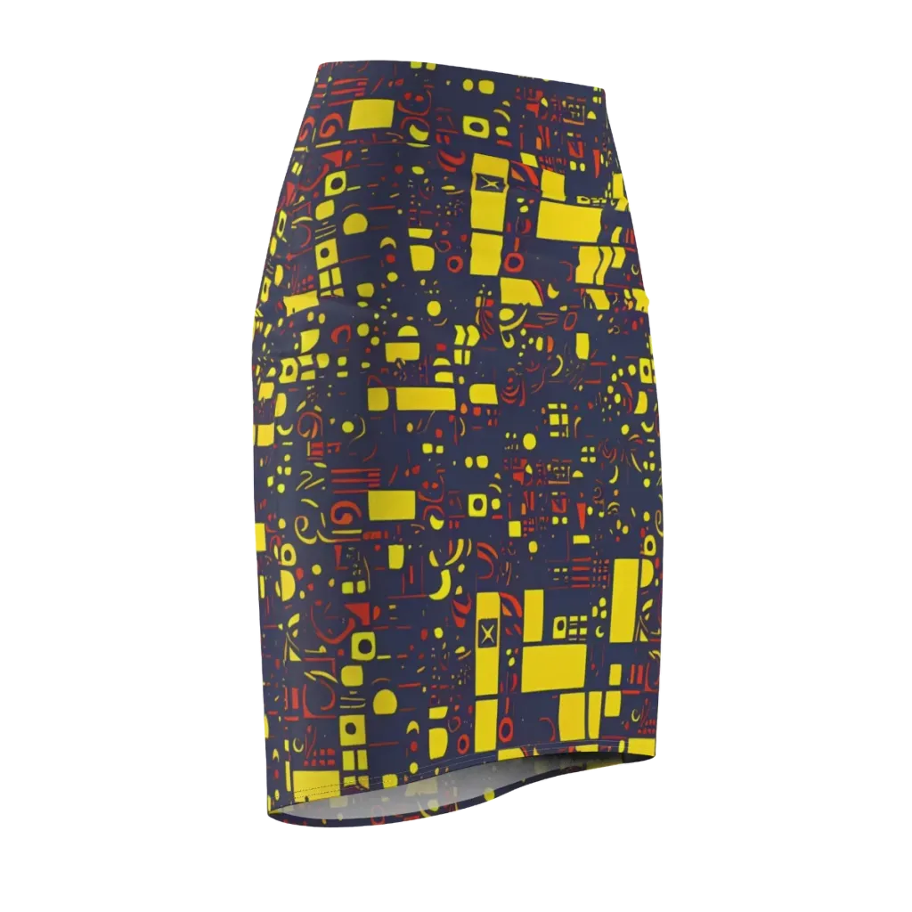 Indigo Voltage on Pencil Skirt — Front Side
