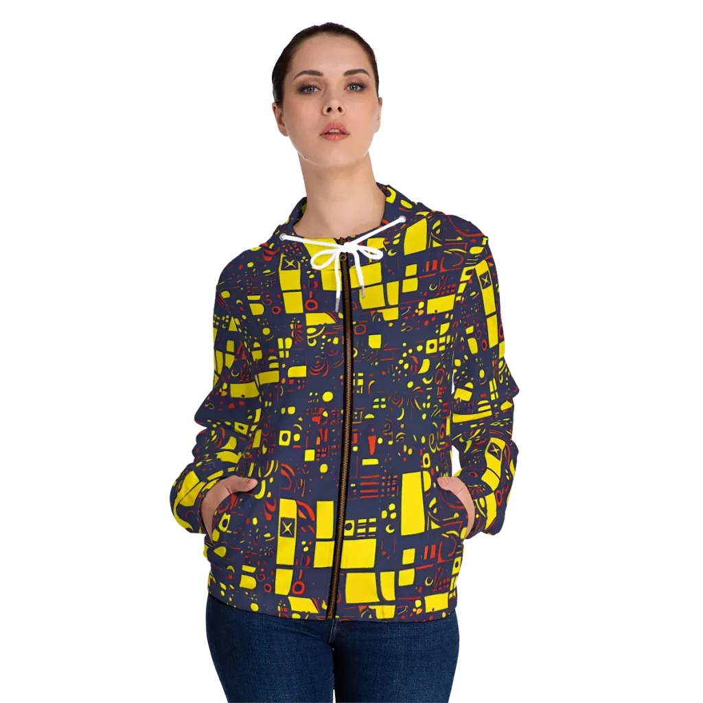 Indigo Voltage on Women's Full-Zip Hoodie — Front On Person
