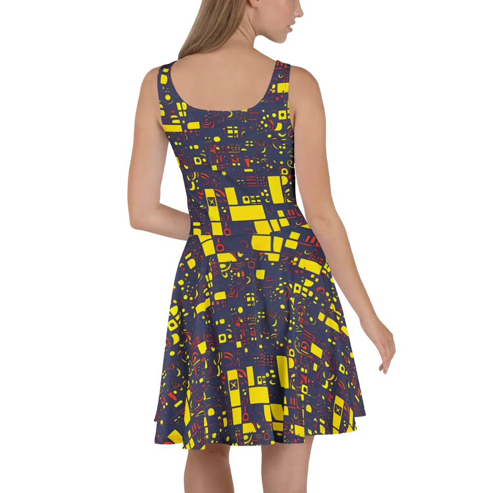 Indigo Voltage on Skater Dress — Back