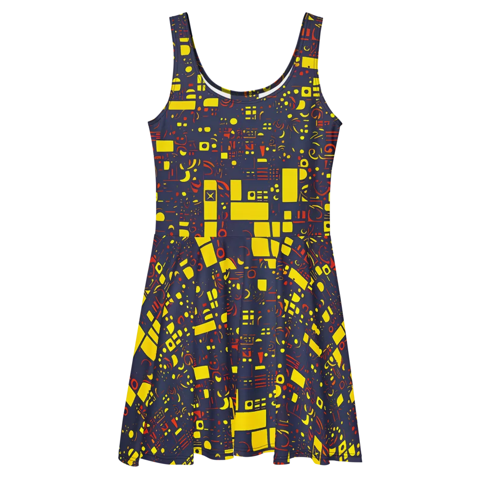 Indigo Voltage on Skater Dress — Front