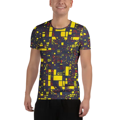 Indigo Voltage on a Men's Athletic T-Shirt