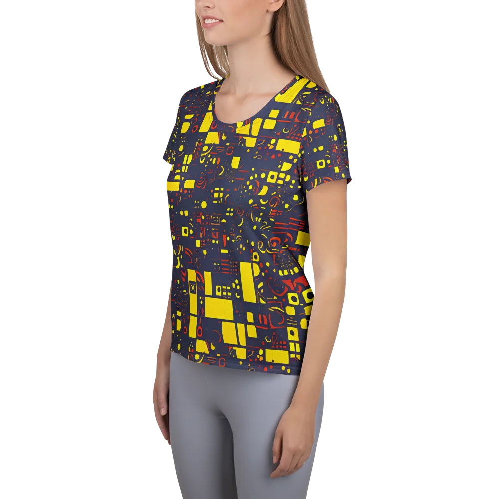 Indigo Voltage on Women's Athletic T-Shirt — Left