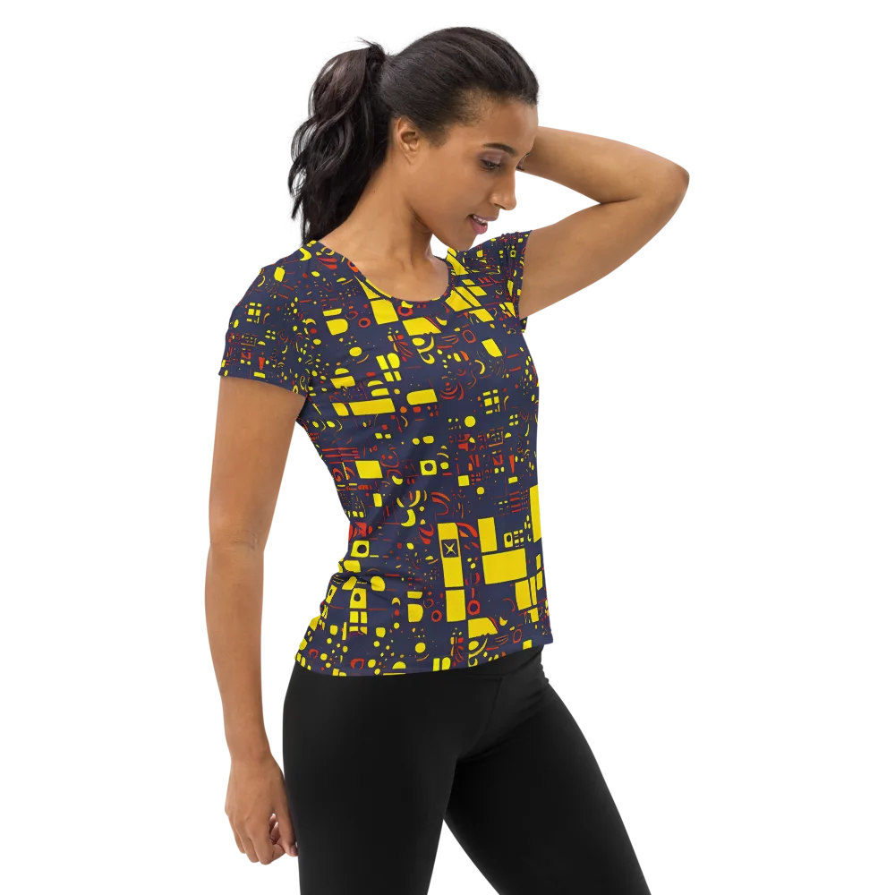 Indigo Voltage on Women's Athletic T-Shirt — Right