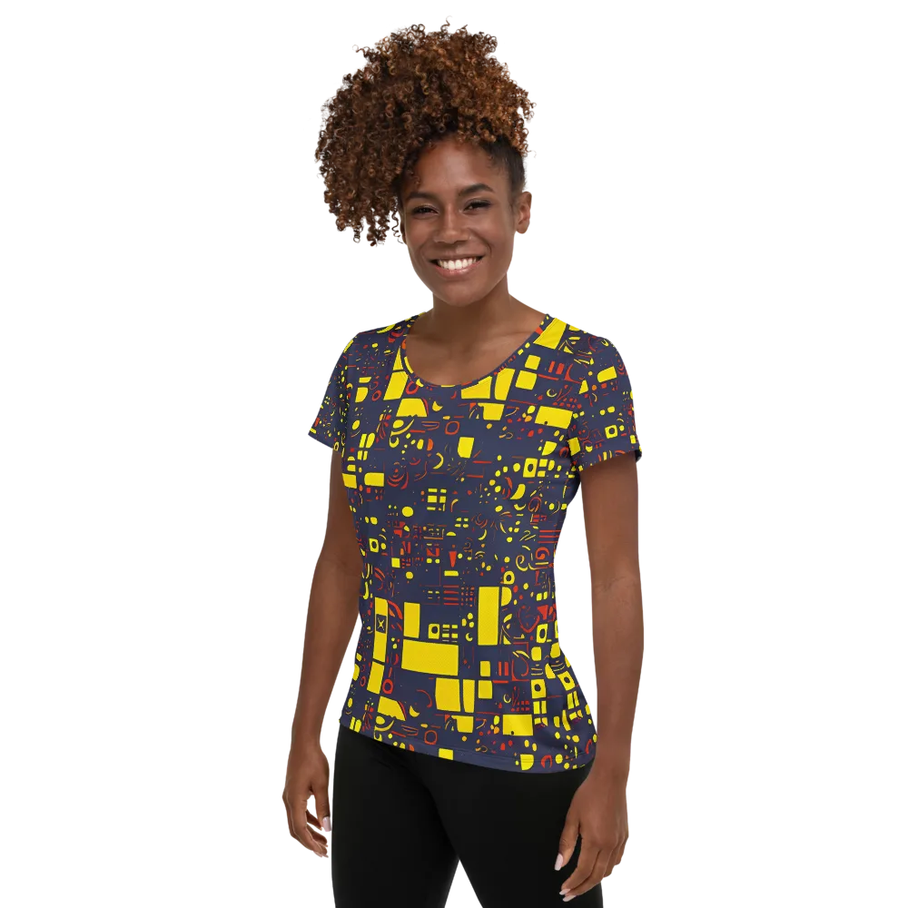 Indigo Voltage on Women's Athletic T-Shirt — Left