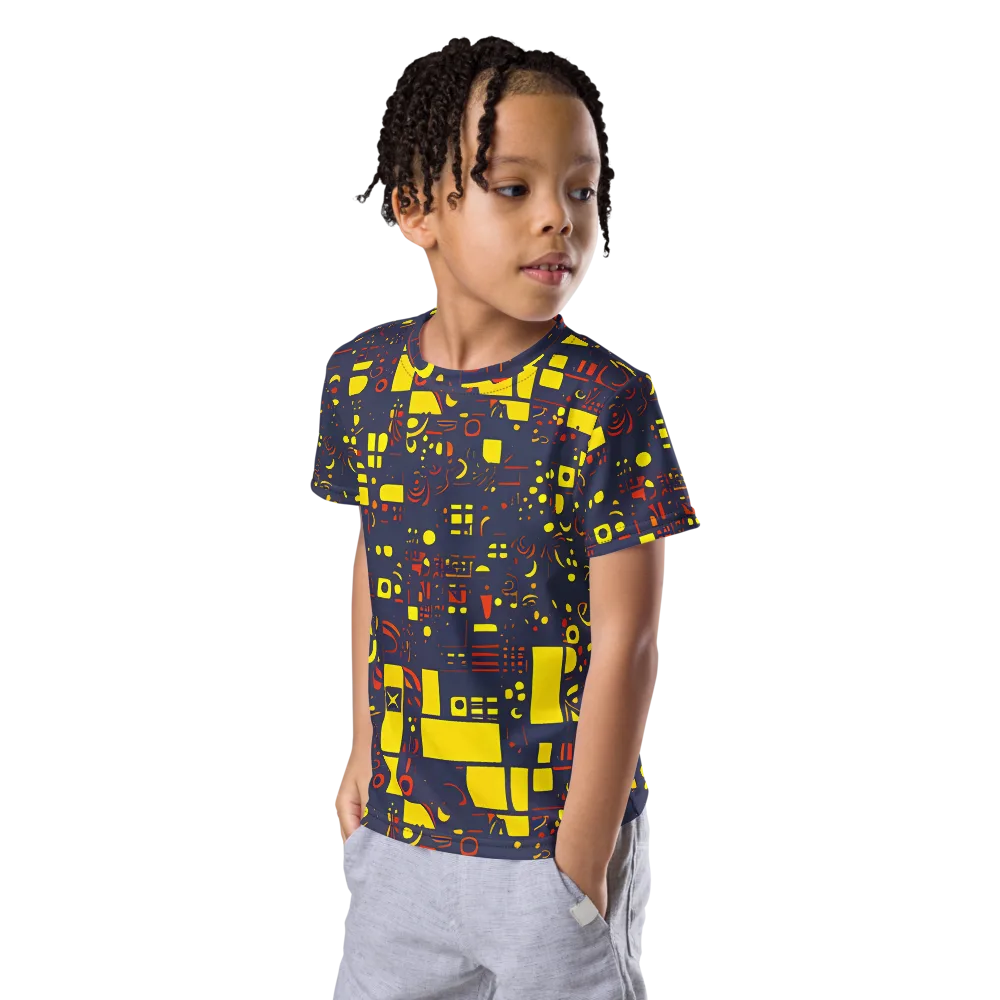 Indigo Voltage on Kids Crew Neck T-Shirt — Left Front