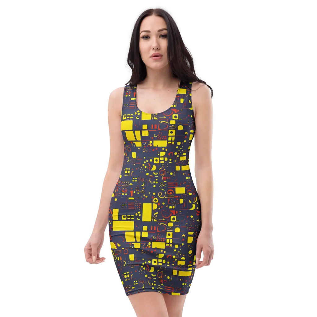 Indigo Voltage on Bodycon Dress — Front