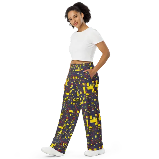 Indigo Voltage on a Wide-Leg Pants
