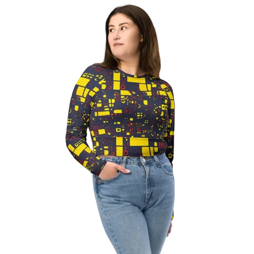 Indigo Voltage on a Long Sleeve Crop Top