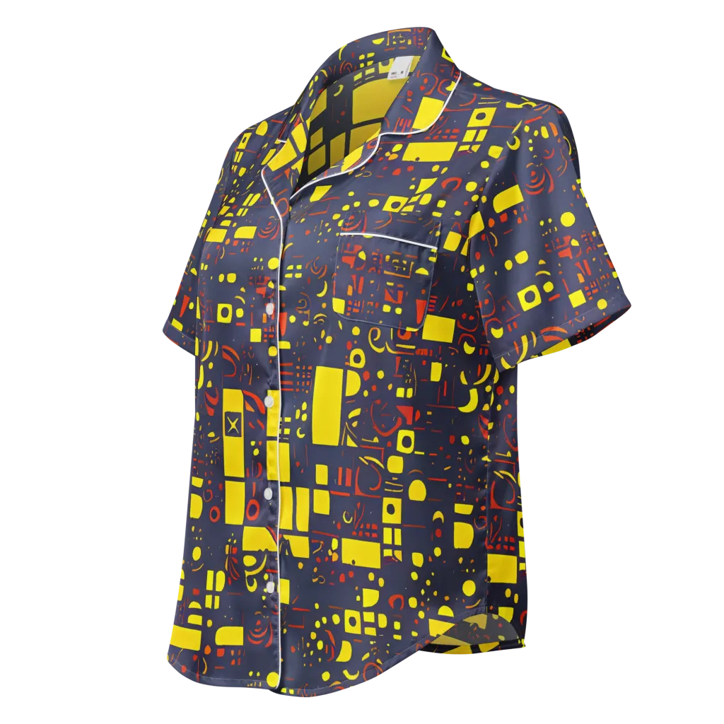 Indigo Voltage on Women's Short Sleeve Pajama Top — Left Front