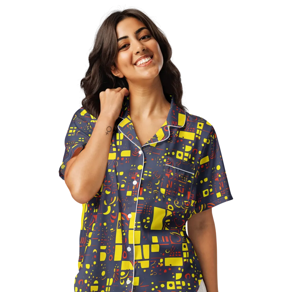 Indigo Voltage on Women's Short Sleeve Pajama Top — Front