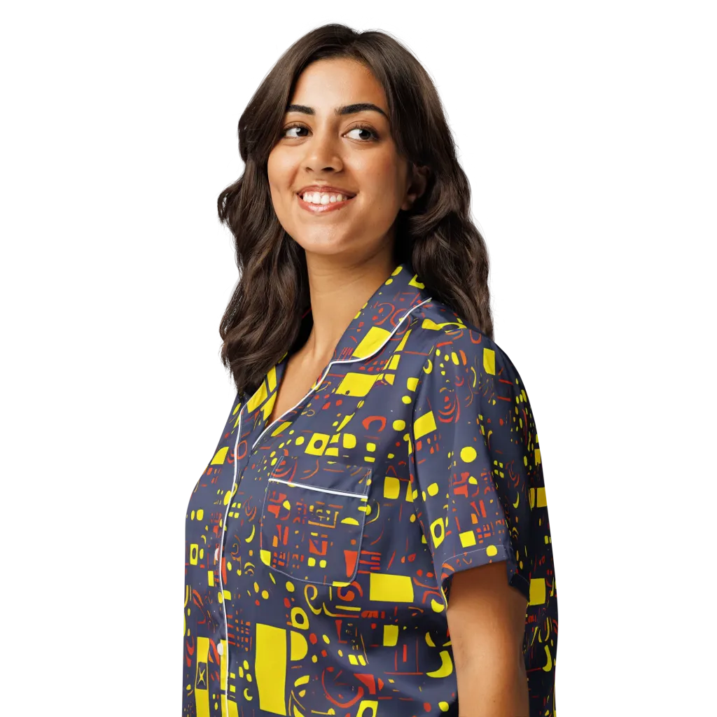 Indigo Voltage on Women's Short Sleeve Pajama Top — Left Front