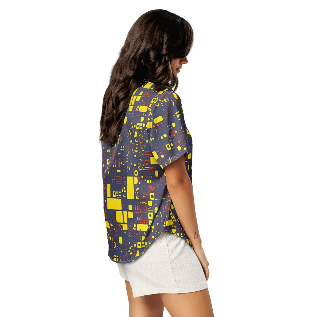 Indigo Voltage on Women's Short Sleeve Pajama Top — Right Back