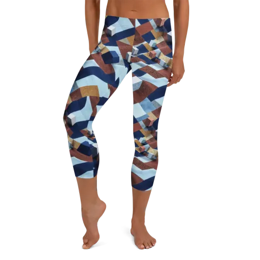 Cobalt Cubism on a Capri Leggings