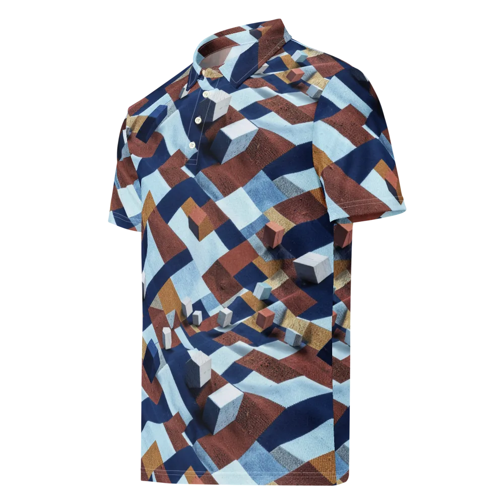 Cobalt Cubism on Men's Slim Fit Polo Shirt — Left Front