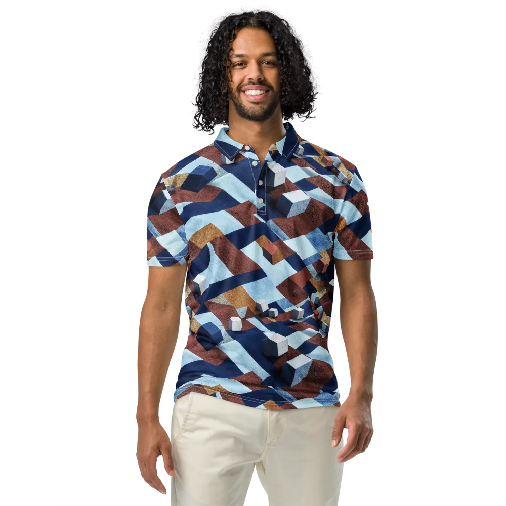 Cobalt Cubism on Men's Slim Fit Polo Shirt — Front