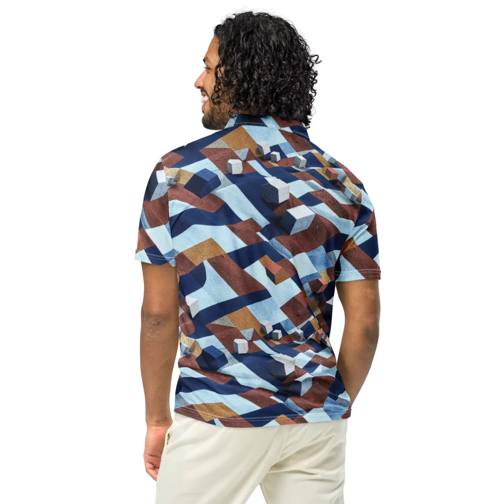 Cobalt Cubism on Men's Slim Fit Polo Shirt — Back
