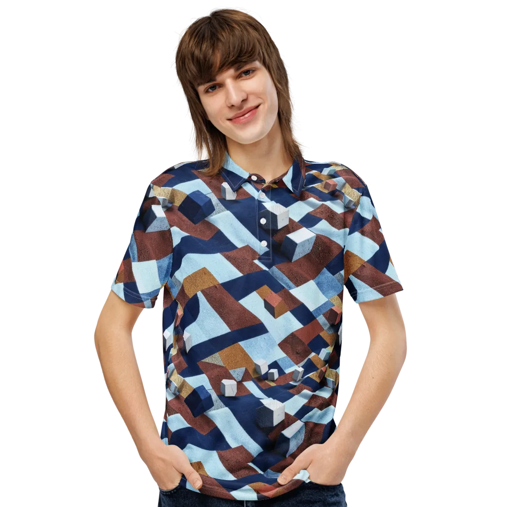 Cobalt Cubism on Men's Slim Fit Polo Shirt — Front