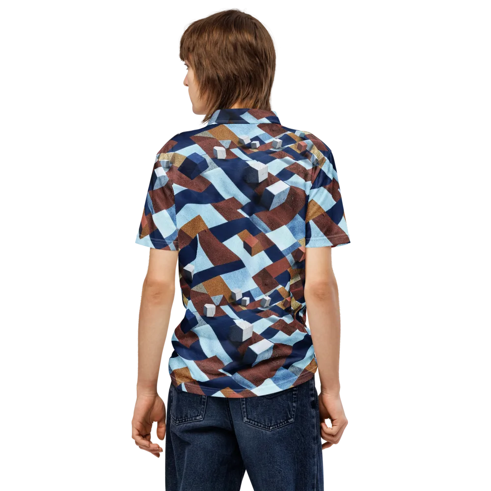 Cobalt Cubism on Men's Slim Fit Polo Shirt — Back