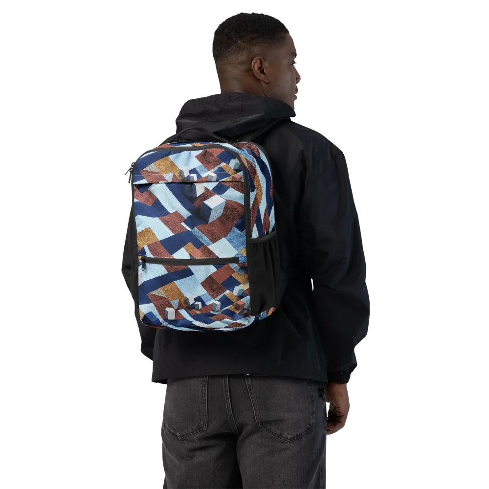 Cobalt Cubism on Utility Backpack — Back