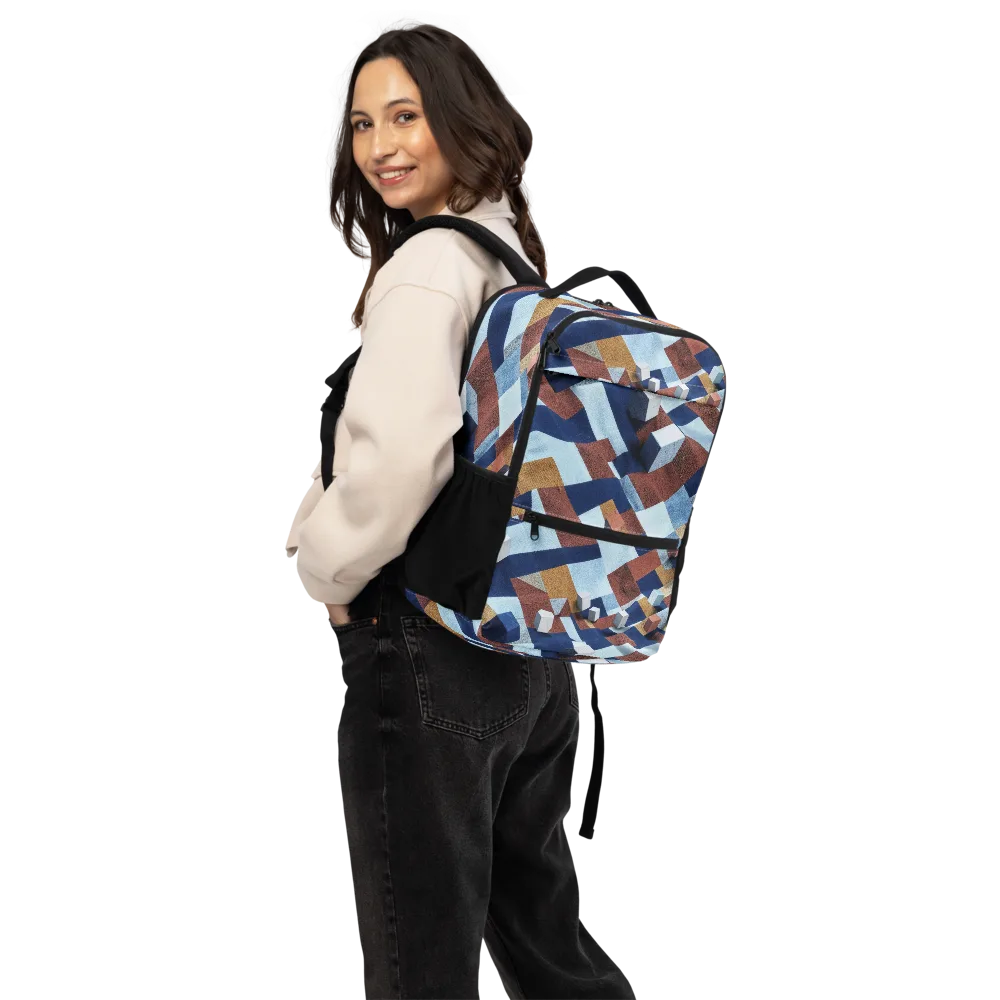 Cobalt Cubism on Utility Backpack — Back