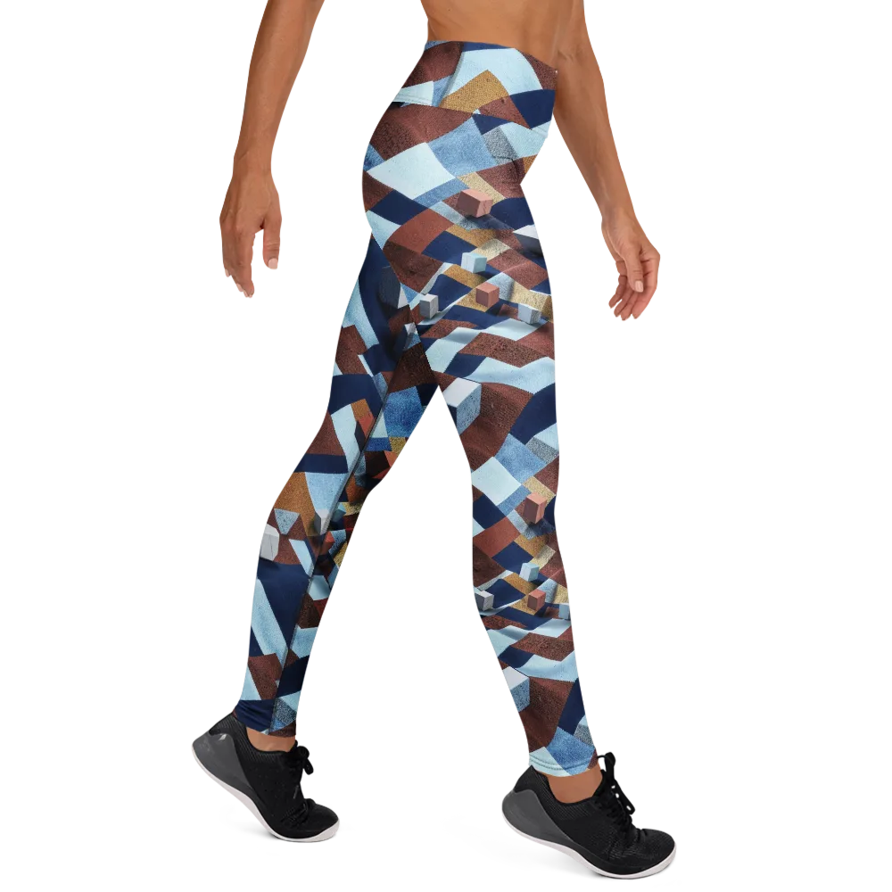 Cobalt Cubism on Yoga Leggings — Right