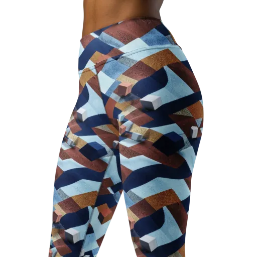 Cobalt Cubism on a Yoga Leggings