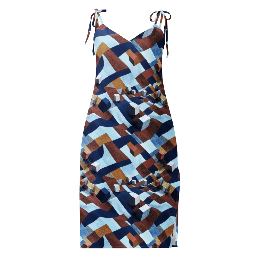 Cobalt Cubism on Slip Dress — Front