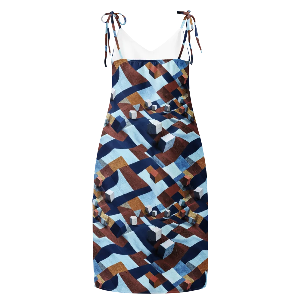 Cobalt Cubism on Slip Dress — Back