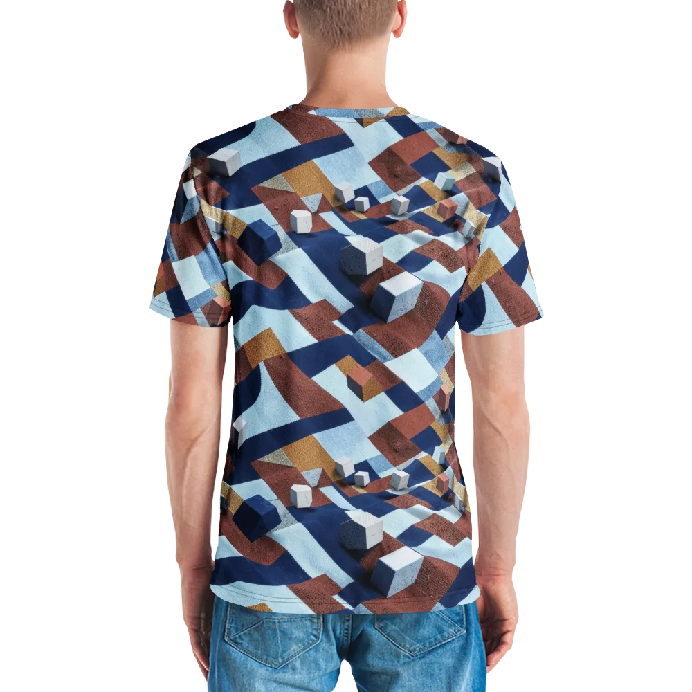 Cobalt Cubism on Men's Crew Neck T-Shirt — Back