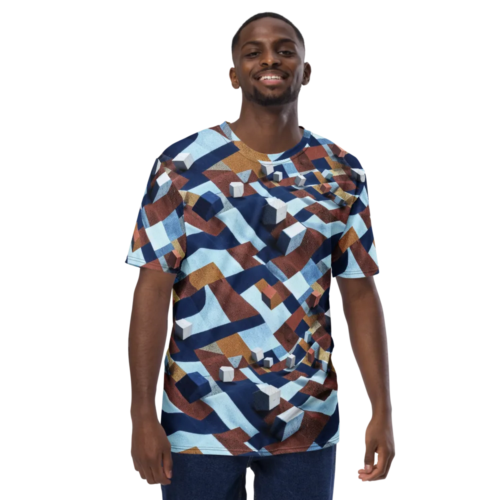 Cobalt Cubism on Men's Crew Neck T-Shirt — Front