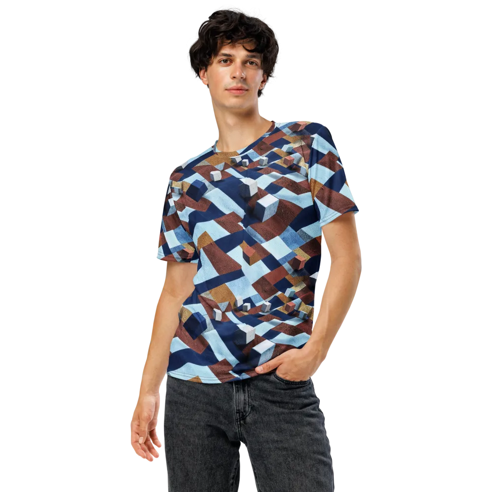 Cobalt Cubism on Men's Crew Neck T-Shirt — Front