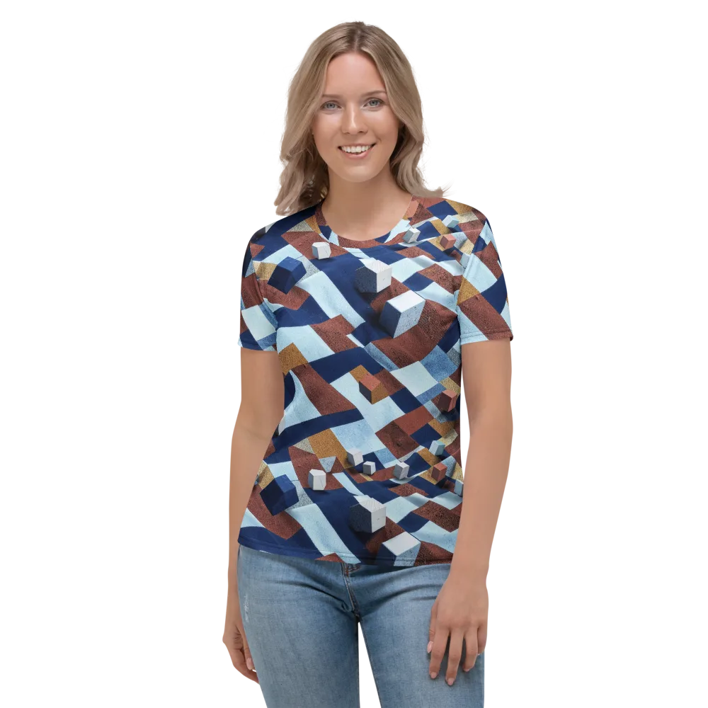 Cobalt Cubism on Women's Crew Neck T-Shirt — Front