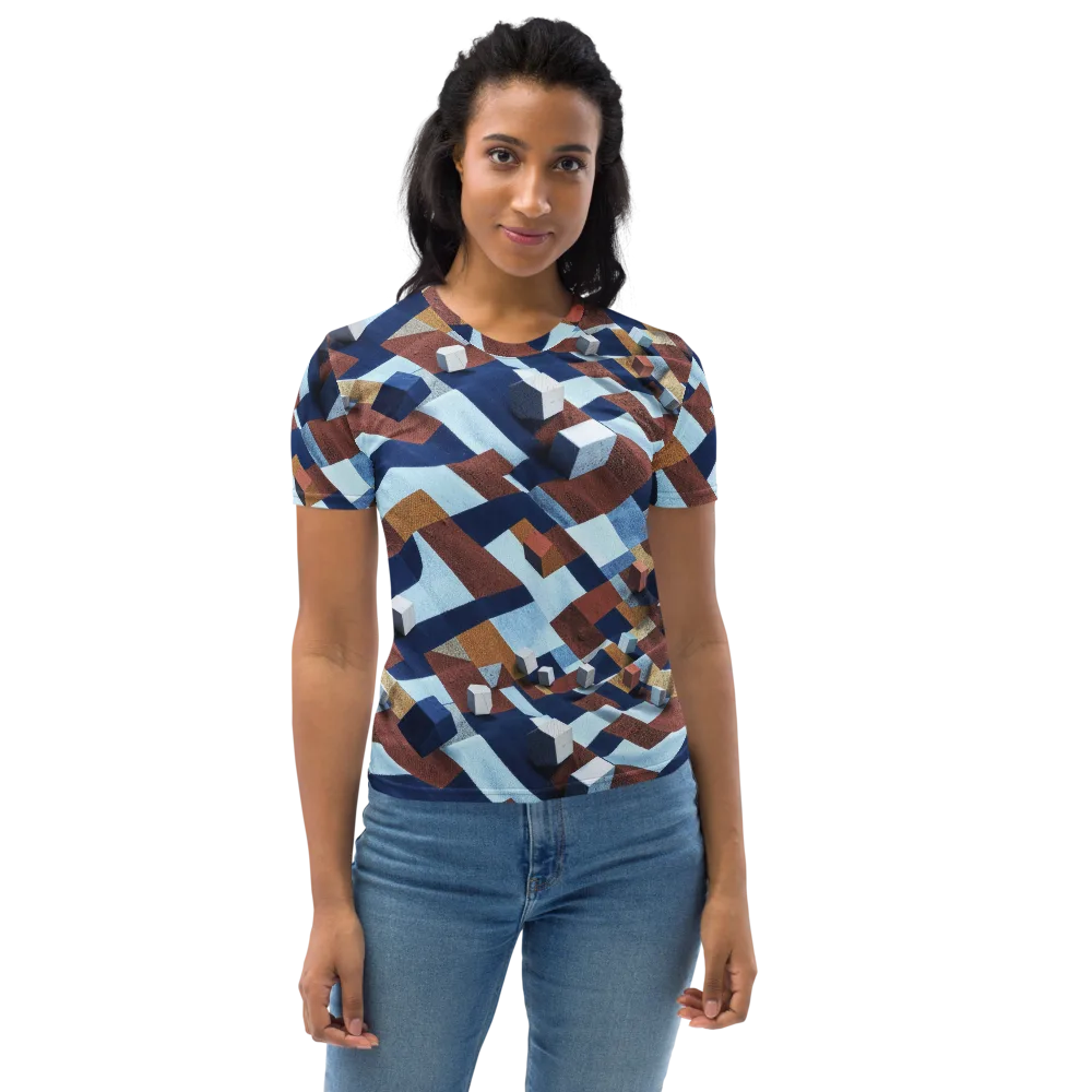 Cobalt Cubism on Women's Crew Neck T-Shirt — Front