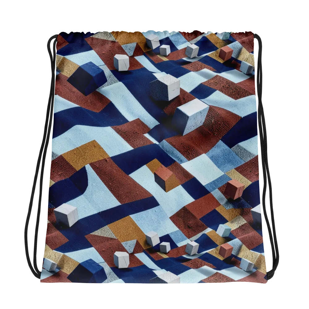 Cobalt Cubism on Drawstring Bag — Photo