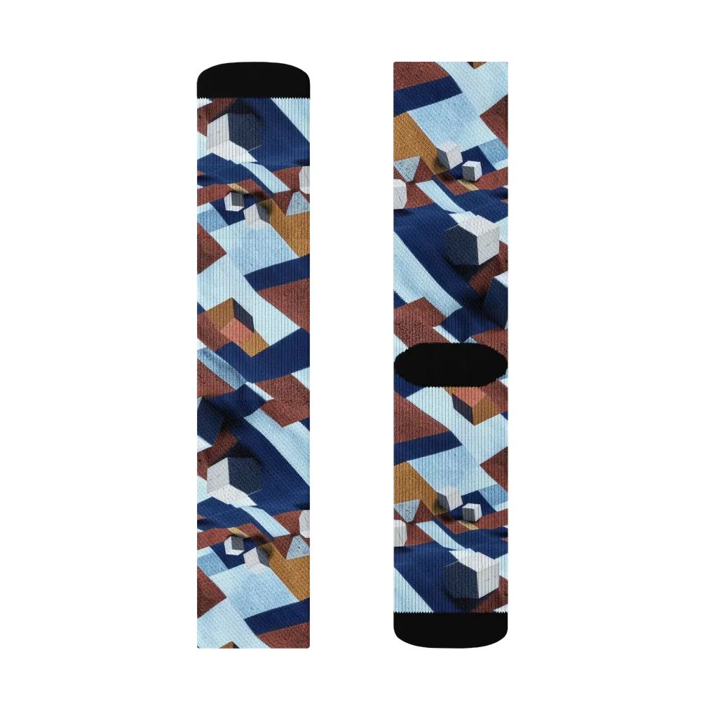 Cobalt Cubism Socks on model