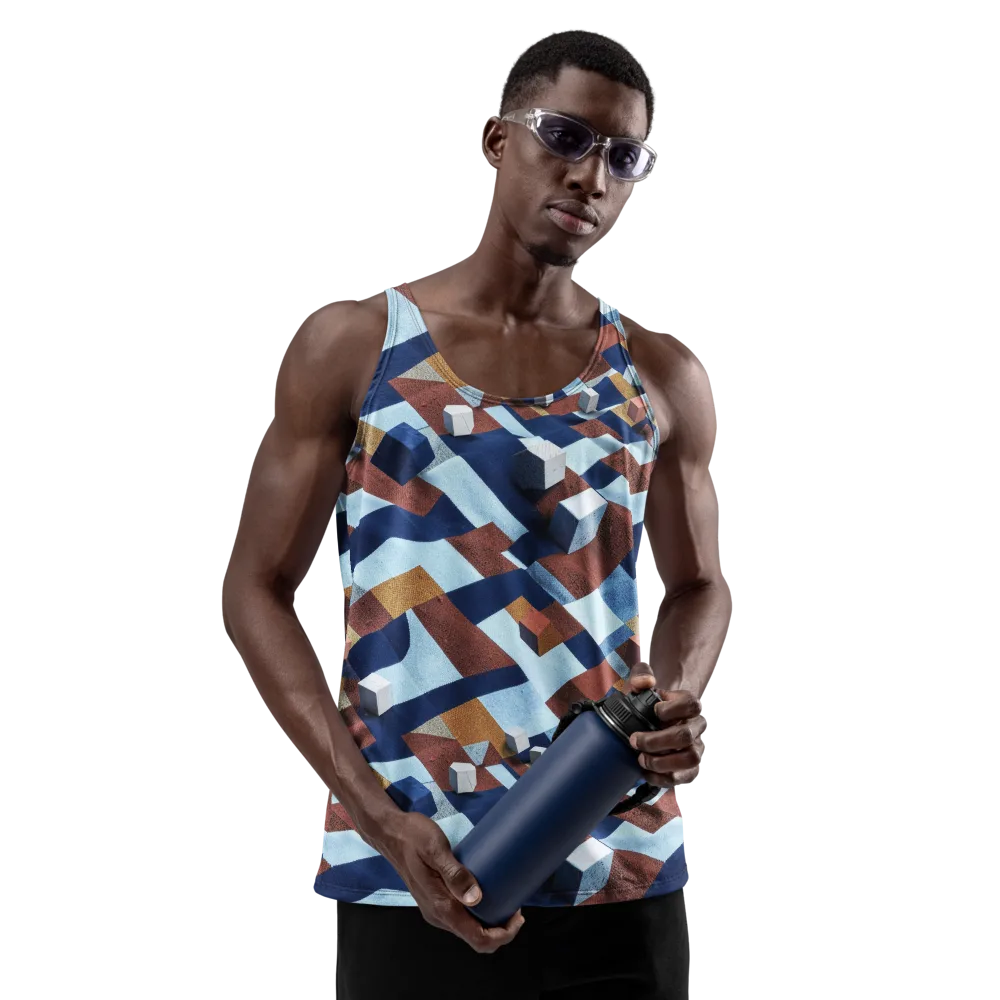 Cobalt Cubism on Men's Tank Top — Front