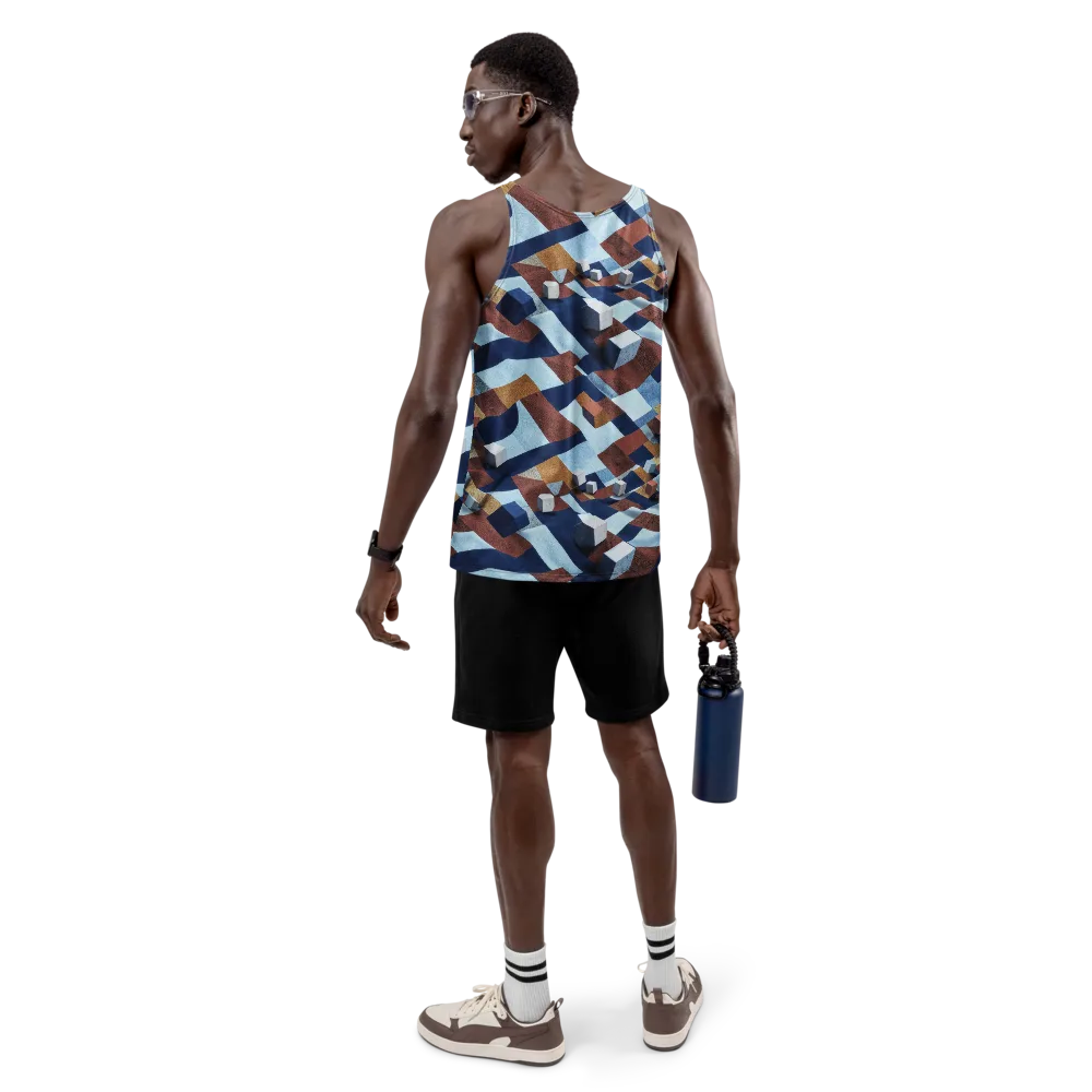 Cobalt Cubism on Men's Tank Top — Back