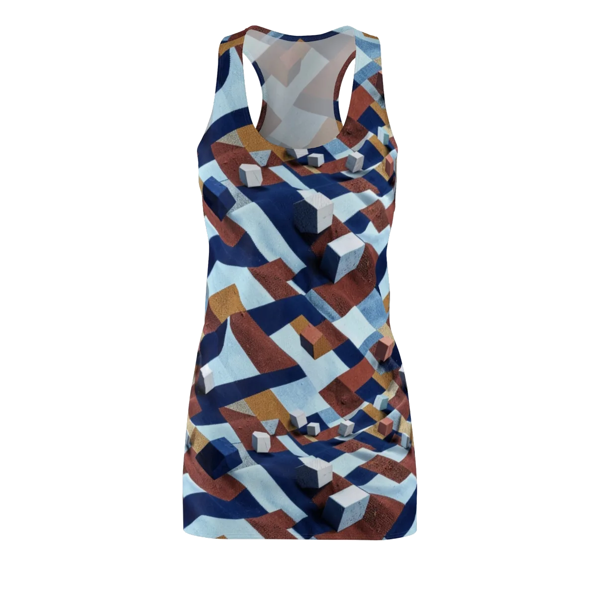 Cobalt Cubism on Racerback Dress — Front