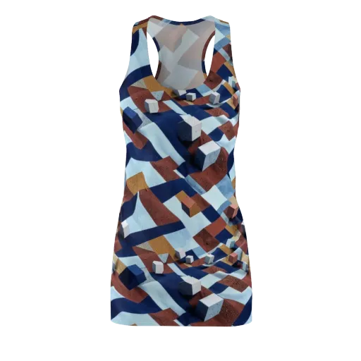 Cobalt Cubism on a Racerback Dress