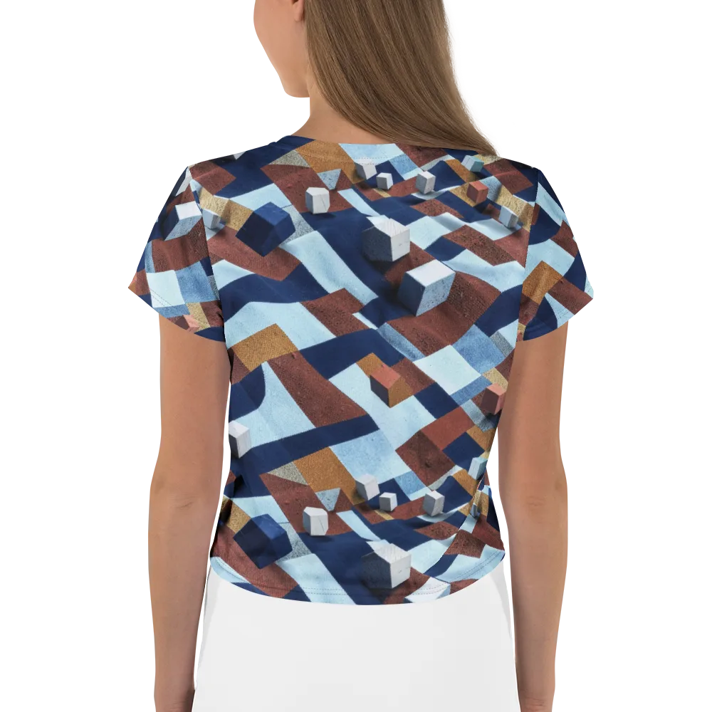 Cobalt Cubism on Crop Tee — Back