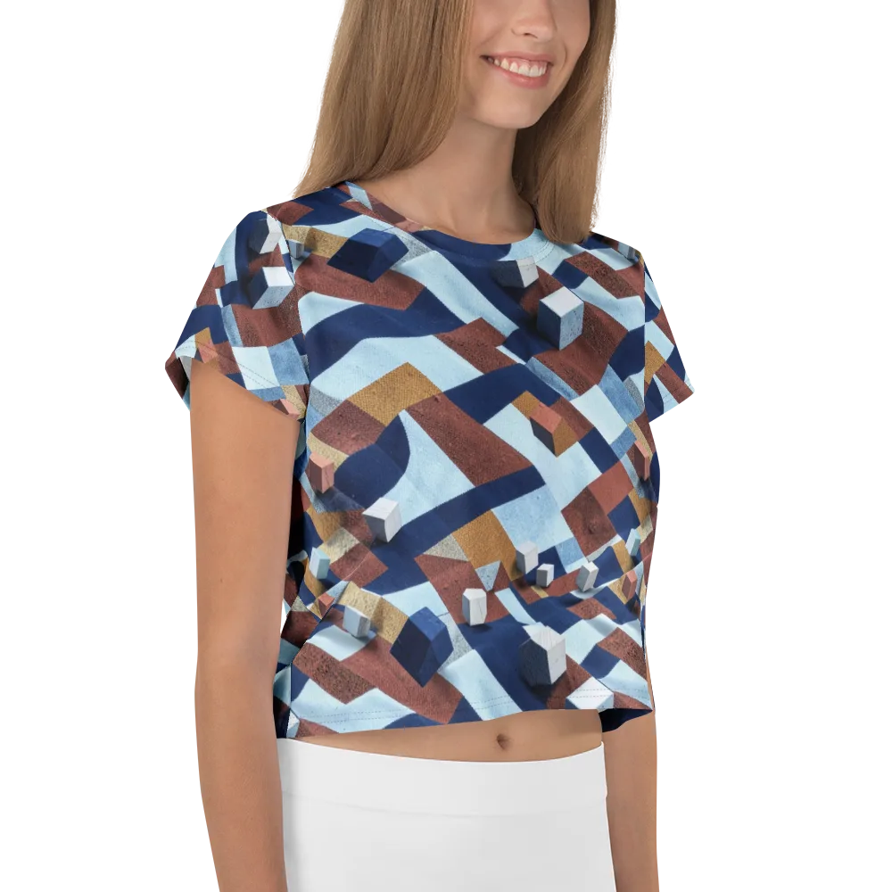 Cobalt Cubism on Crop Tee — Right