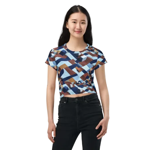 Cobalt Cubism on a Crop Tee